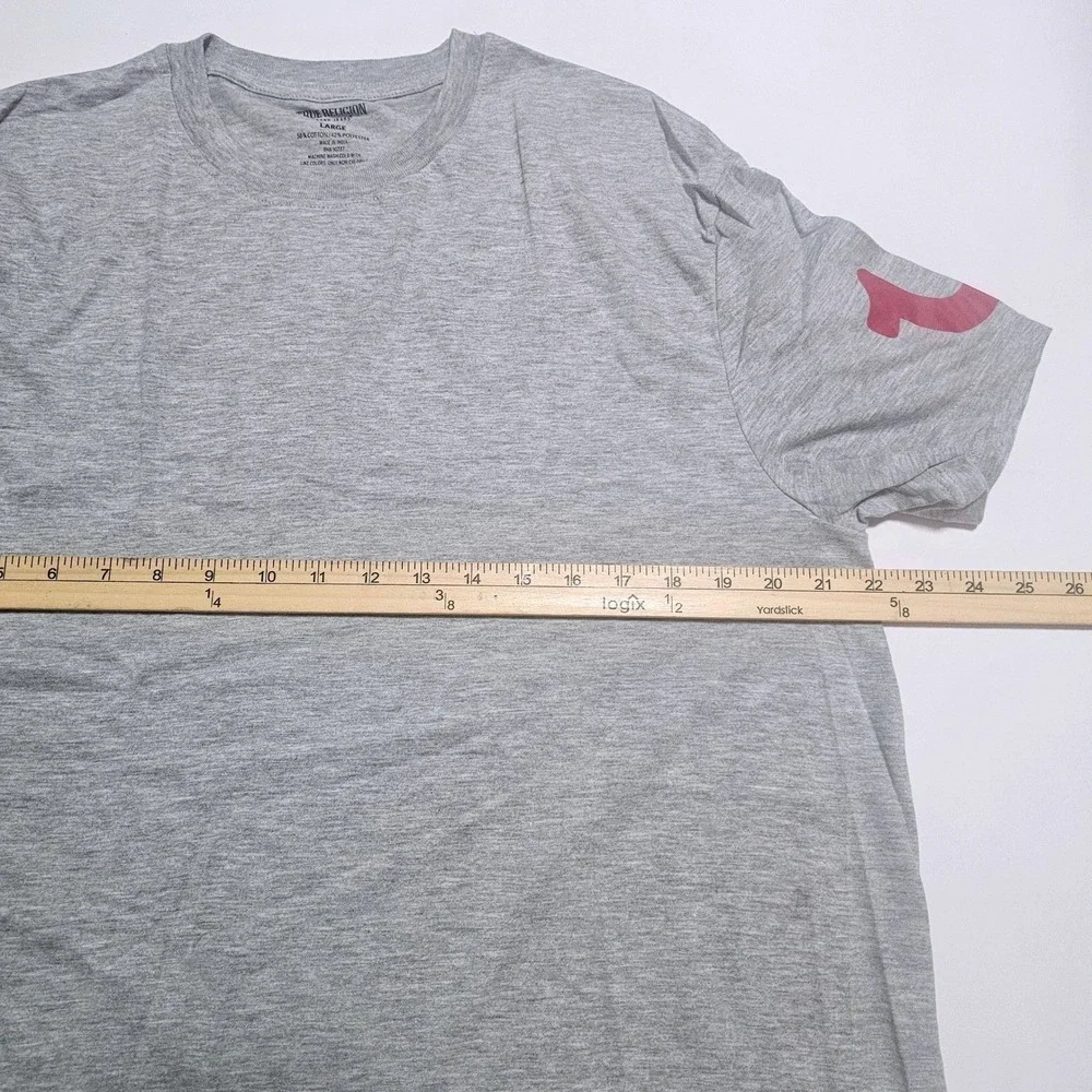 True Religion Gray T-Shirt with Red Logo‎ Casual Streetwear Men's Large New